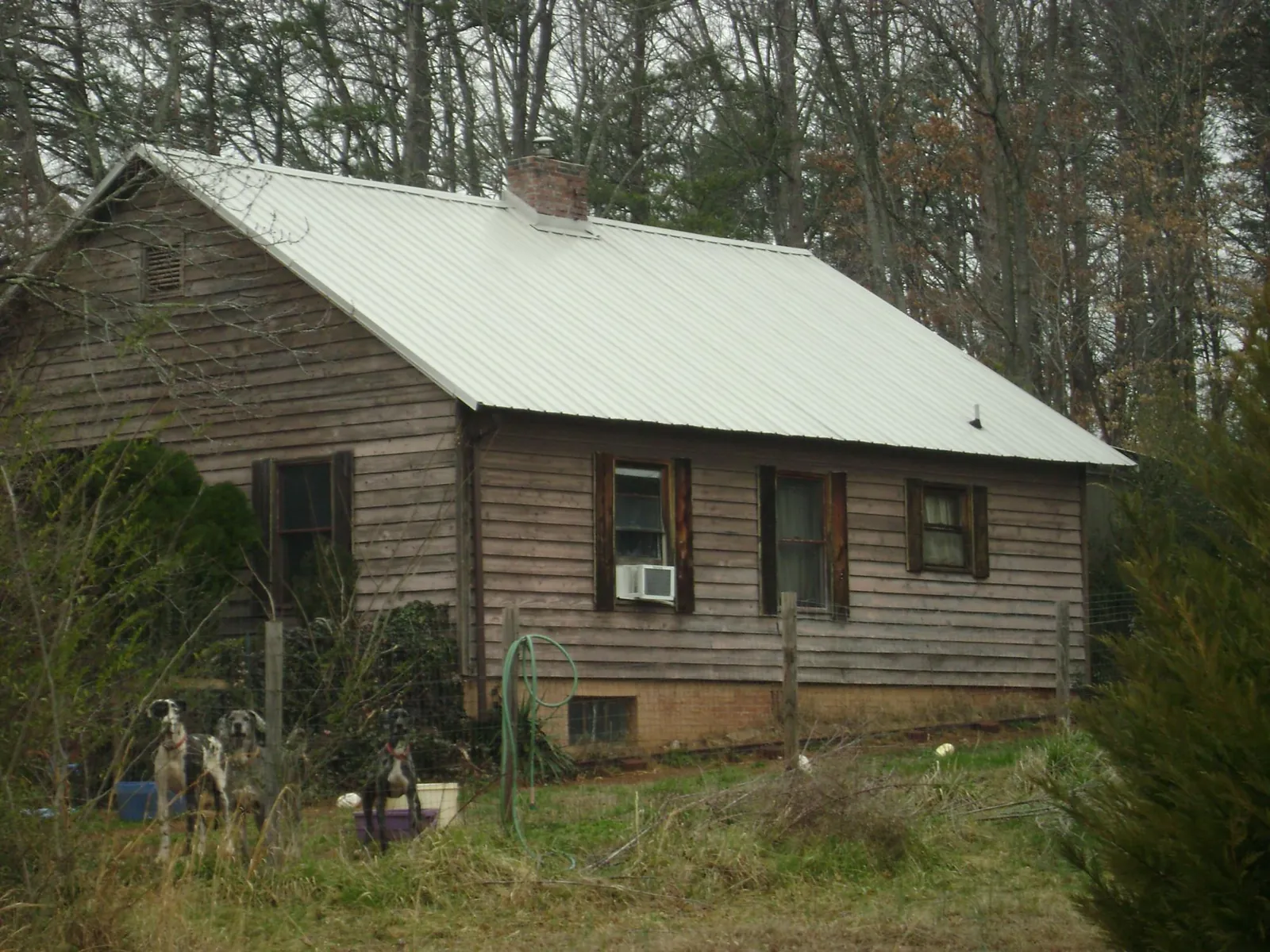 White metal roof on an old wood sided farmhouse, from a Asphalt Shingle Roof Repair job in Dubuque